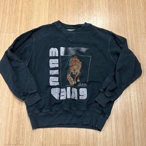 Preowned. Boyfriend fit, Lived in Anine Bing graphic Tiger Sweatshirt.